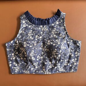 Hakoba highneck Blouse - NavyBlue