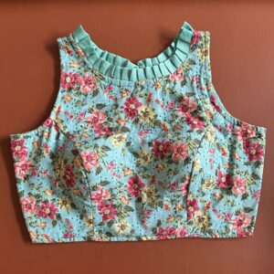 Hakoba highneck Blouse - DistemperBlue