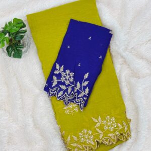 Spece Silk Designer Saree Parrot