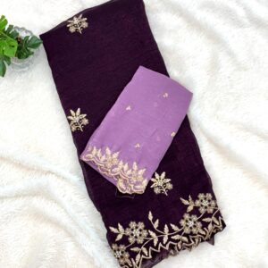 Spece Silk Designer Saree Wine