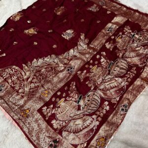 Makhan Handi Saree_Marron