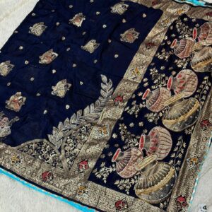 Makhan Handi Saree_Nevy blue
