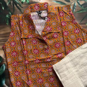 Geet Khadi Cord Set for Women :Musterd yellow