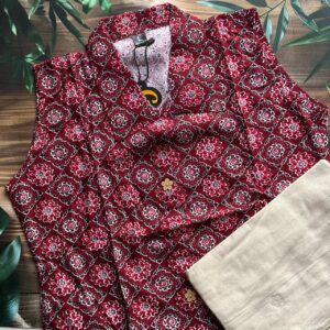 Geet Khadi Cord Set for Women :Maroon