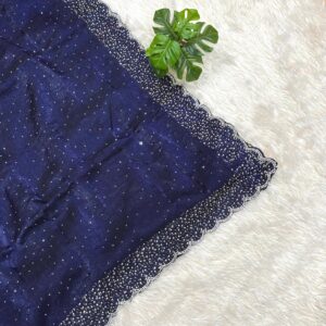 Jimi Chu Designer Saree with Stone Work -Navy blue