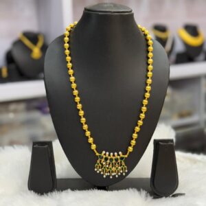 Long Tanamani Microplated Green Stone