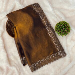 Reshma Fancy Chiffon Designer Saree with Blouse Piece –COFFE